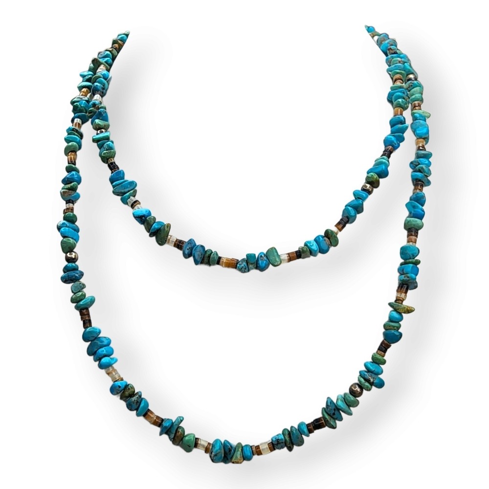 Carolyn Pollack Necklace 35" Turquoise Blue Excellent Relios Sterling Silver 925